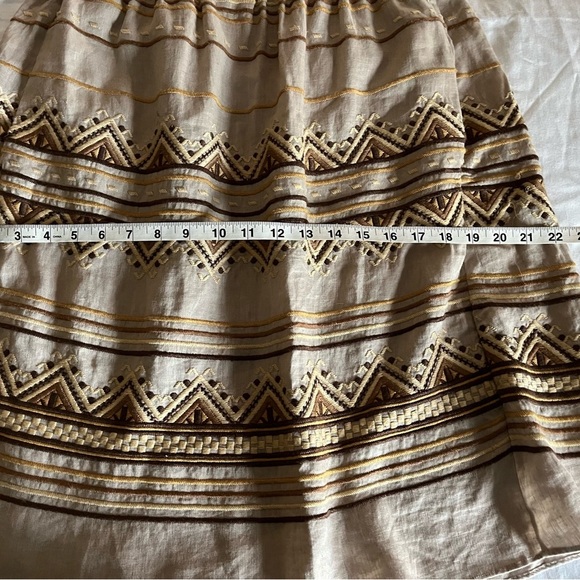 Calypso St. Bart Bohemian Linen Patterned Tan/Brown Pull On Mini Skirt Sz Sm EUC - Picture 9 of 11
